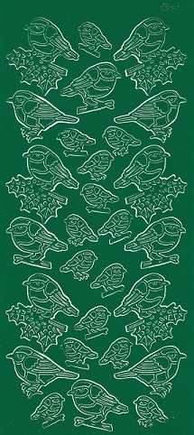 Christmas Peel Offs - Robins (Dark Green)