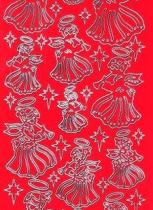 Christmas Peel Offs - Silver Angels (Red)