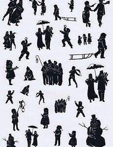 Christmas Silhouette Stickers A4 Sheet - Snowmen & Carolers