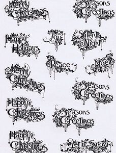 Christmas Silhouette Stickers A4 Sheet - Traditional Sentiments