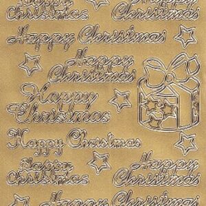 CraftStyle Peel Off Stickers - Happy Christmas & Items (Gold)