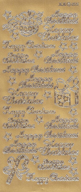 CraftStyle Peel Off Stickers - Happy Christmas & Items (Gold)