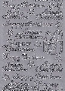 CraftStyle Peel Off Stickers - Happy Christmas & Items (Silver)