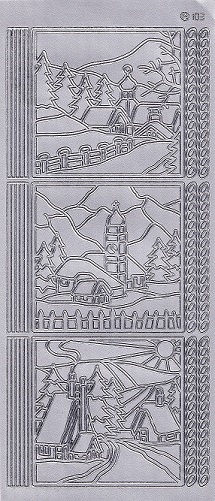 Craftstyle - Christmas Peel Offs - Winter Scene Squares (Silver)