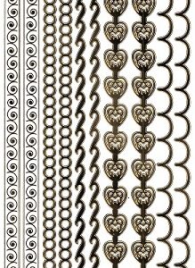Docrafts - Anita's Outline Stickers - Border (Gold On White)