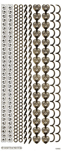 Docrafts - Anita's Outline Stickers - Border (Gold On White)