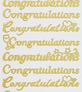 Docrafts - Anita's Outline Stickers - Congratulations (Gold On White)