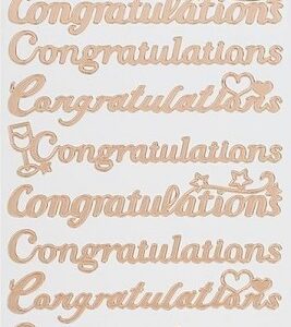 Docrafts - Anita's Outline Stickers - Congratulations (Rose Gold On White)