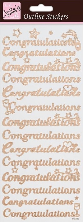 Docrafts - Anita's Outline Stickers - Congratulations (Rose Gold On White)