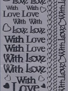 Docrafts - Anitas Outline Stickers - With Love (Silver)