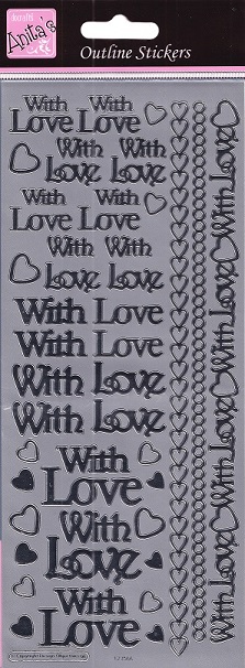 Docrafts - Anitas Outline Stickers - With Love (Silver)