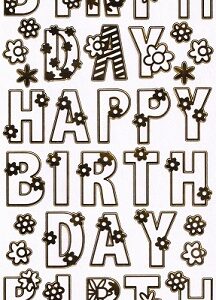 Docrafts - Anita's Peel Off Stickers - Happy Birthday  (Gold On Clear)