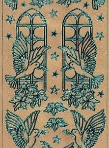 Docrafts - Christmas Peel Offs Doves (Aqua & Gold)