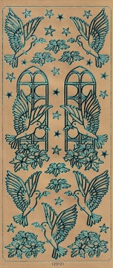 Docrafts - Christmas Peel Offs Doves (Aqua & Gold)