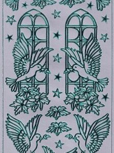 Docrafts - Christmas Peel Offs Doves (Aqua & Silver)