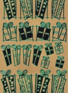 Docrafts - Christmas Peel Offs Green Presents On Gold Backing