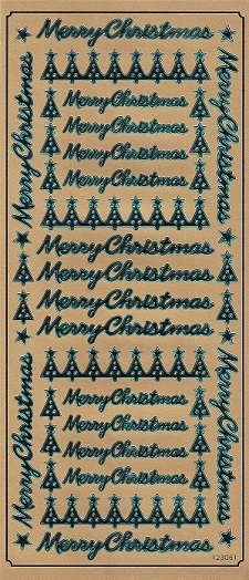 Docrafts - Christmas Peel Offs Merry Christmas (Aqua & Gold)