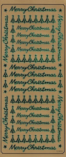 Docrafts - Christmas Peel Offs Merry Christmas (Green & Gold)