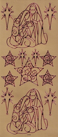 Docrafts - Christmas Peel Offs Nativity & Stars (Red & Gold)