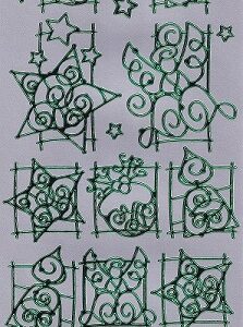 Docrafts - Christmas Peel Offs Ornate Icons (Green & Silver)