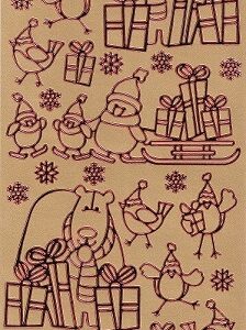 Docrafts - Christmas Peel Offs Polar Bear & Penguin (Red On Gold)