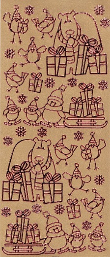 Docrafts - Christmas Peel Offs Polar Bear & Penguin (Red On Gold)