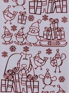 Docrafts - Christmas Peel Offs Polar Bear & Penguin (Red On Silver)