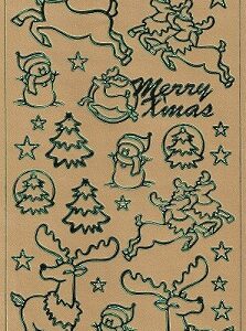 Docrafts - Christmas Peel Offs Reindeer (Green & Gold)