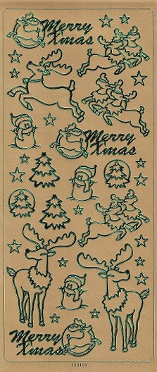 Docrafts - Christmas Peel Offs Reindeer (Green & Gold)