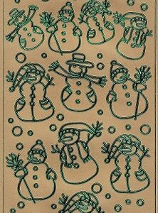 Docrafts - Christmas Peel Offs Snowmen (Green & Gold)