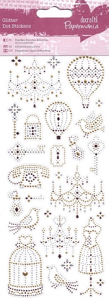 Docrafts Papermania - Glitter Dot Stickers - Birdcages & Chandaliers