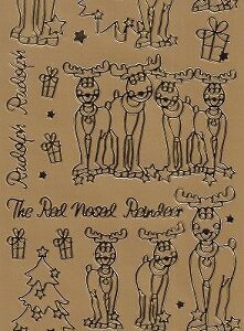 Dovecraft - Christmas Stickers - Cartoon Reindeer (Gold)
