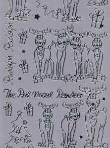 Dovecraft - Christmas Stickers - Cartoon Reindeer (Silver)