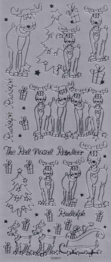 Dovecraft - Christmas Stickers - Cartoon Reindeer (Silver)