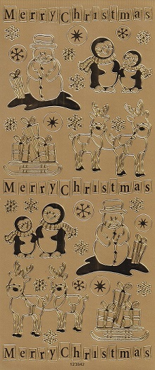 Dovecraft - Christmas Stickers - Penguins & Snowman (Gold)