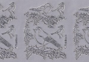 Goldlabel - Christmas Stickers - Christmas Robins (Silver)