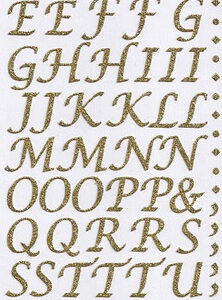 Italian Options - Script Self Adhesive Alphabet Letters (Gold Glitter)