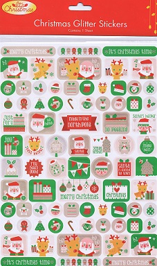 Porta Craft - Its Christmas Glitter Stickers (White)