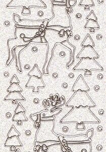 JeJe - Christmas Peel Offs - Reindeer (Gold On Clear)