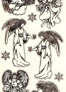 MD - Christmas Peel Offs - Angels (Gold On Clear)