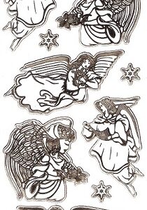 MD - Christmas Peel Offs - Angels (Gold On Clear Wt Background)