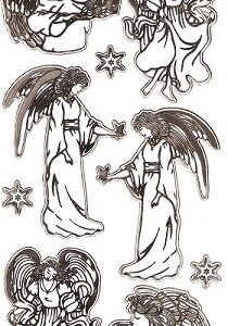 MD - Christmas Peel Offs - Angels (Gold On Clear Wt Background)