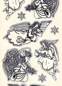 MD - Christmas Peel Offs - Angels (Silver On Clear)