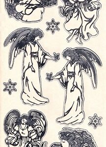 MD - Christmas Peel Offs - Angels (Silver On Clear)