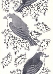 MD - Christmas Peel Offs - Robins (Silver)