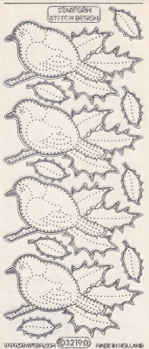 Starform - Christmas Stickers - Robins (Silver On Transparent)