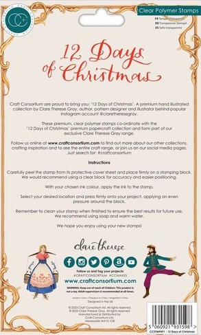 Craft Consortium - 12 Days Of Christmas Clear Polymer Stamps - Image 4