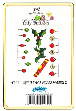 Creative Expressions - The World Of Tatty Buttons - Christmas Accessories Mounted Rubber Stamp Sheet