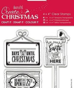 Docrafts - Create Christmas Christmas Signs 4x4 Clear Stamps