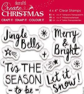 Docrafts - Create Christmas Contemporary Sentiments 4x4 Clear Stamps